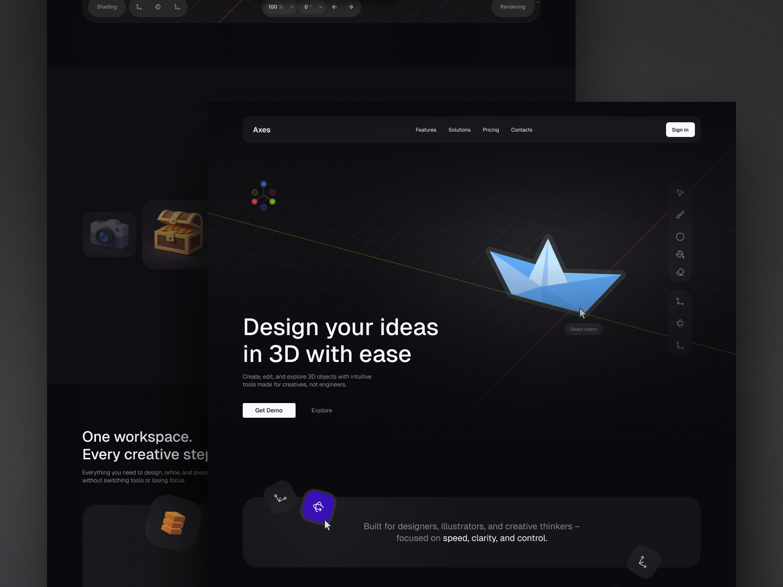3D Editor Landing Page Concept Image