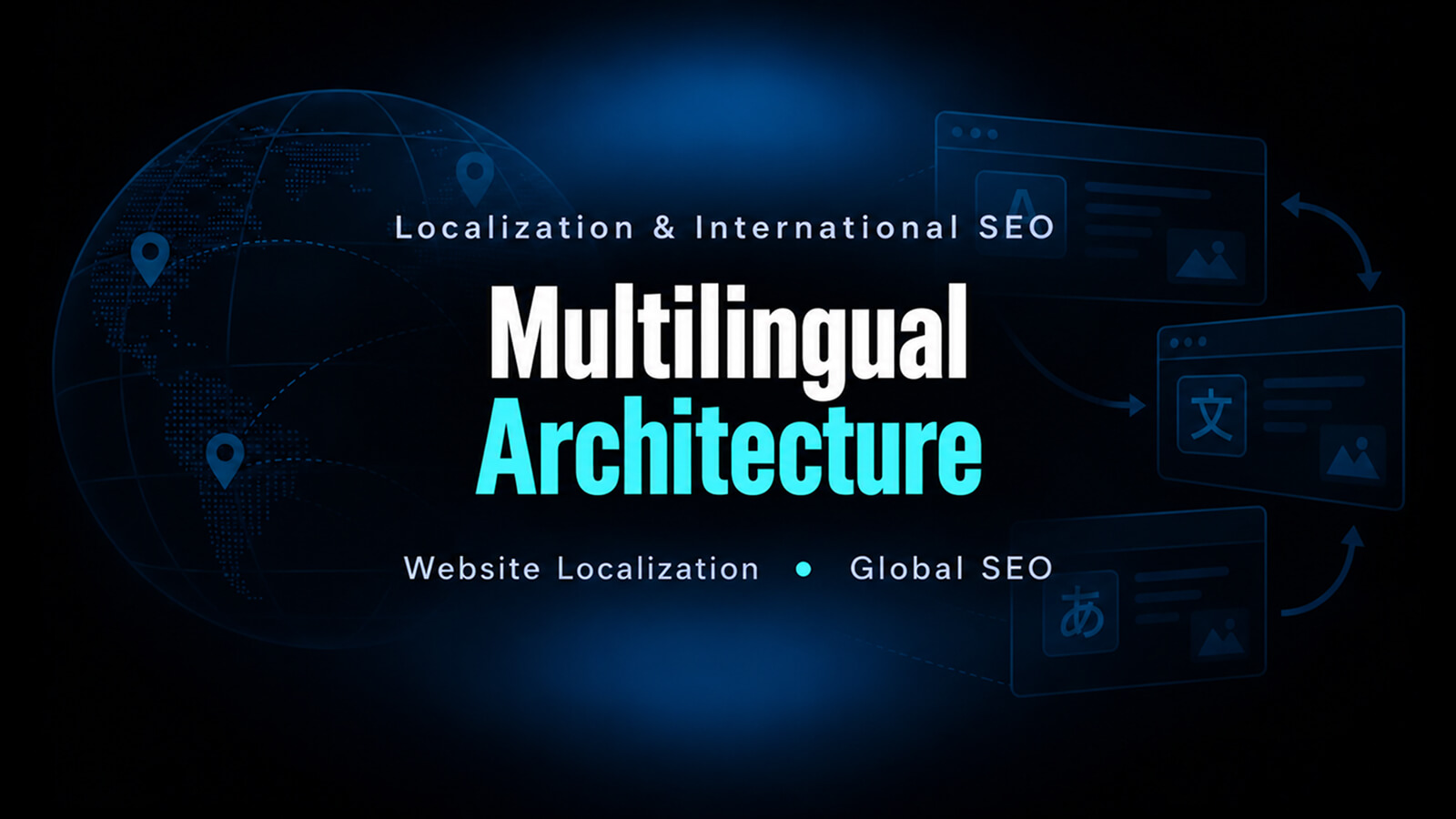 Multilingual website architecture with locale URLs, hreflang, and localization workflow