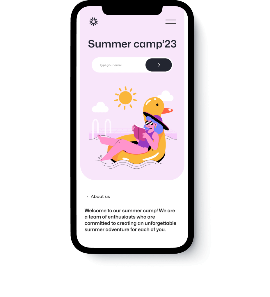Summer camp hero section mobile image