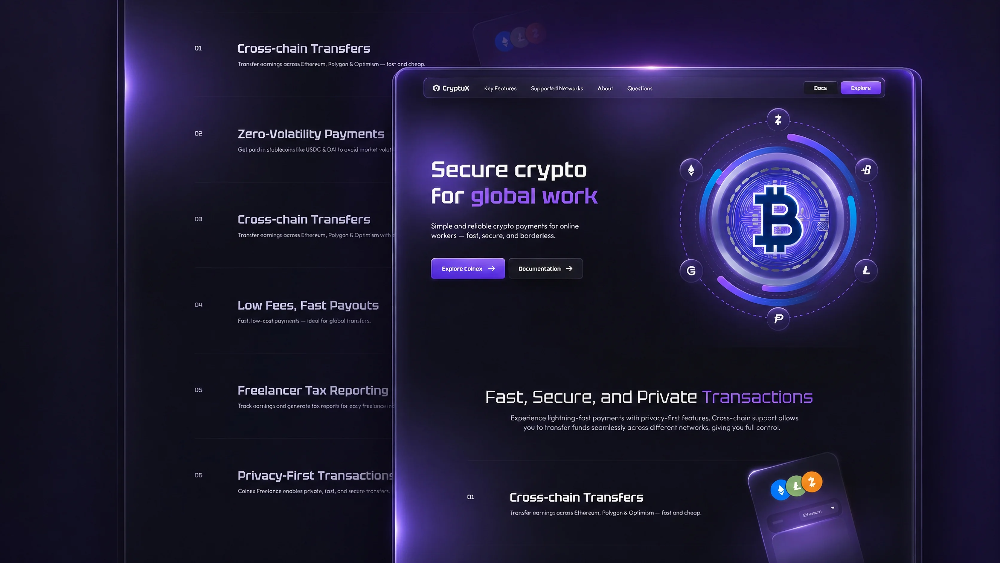 Cryptux wallet landing page Image