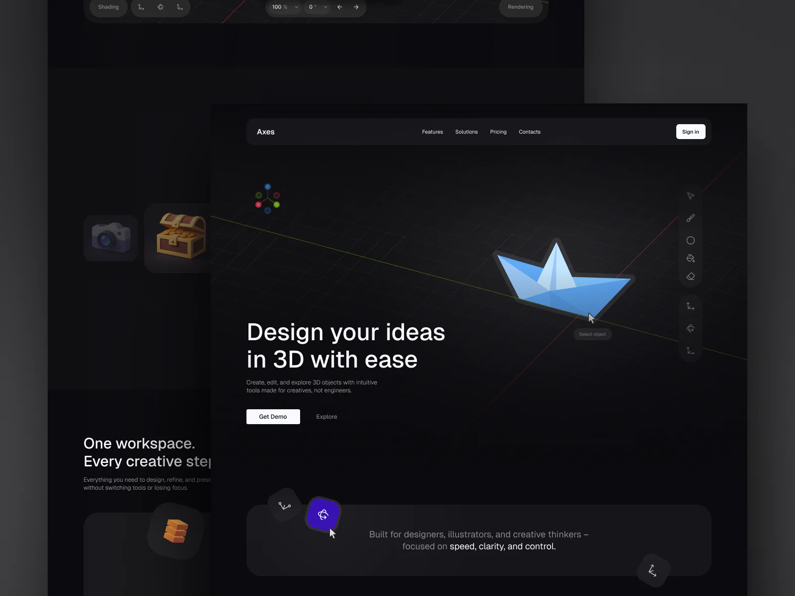 3D Editor Landing Page Concept Image