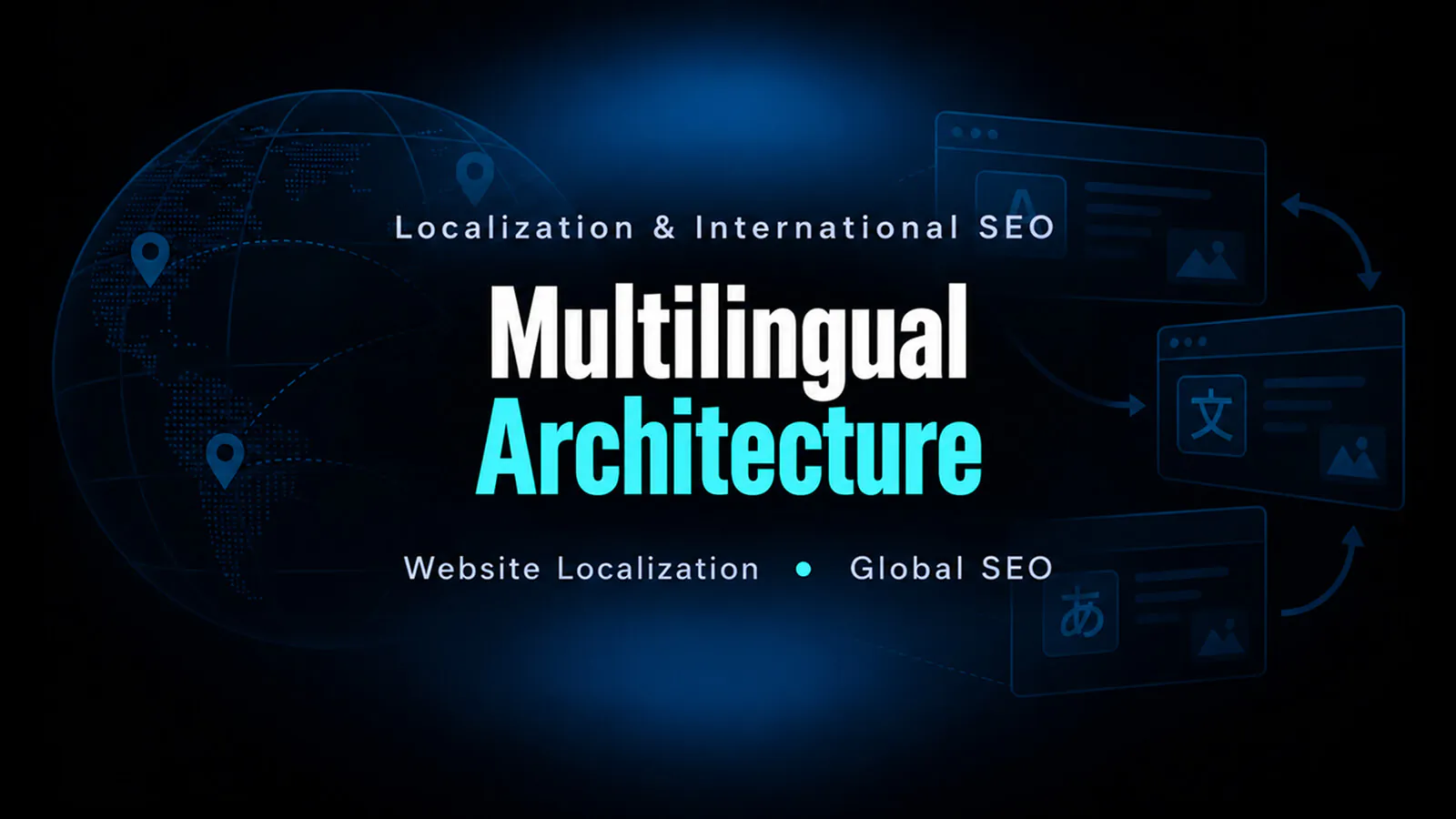 Multilingual website architecture with locale URLs, hreflang, and localization workflow